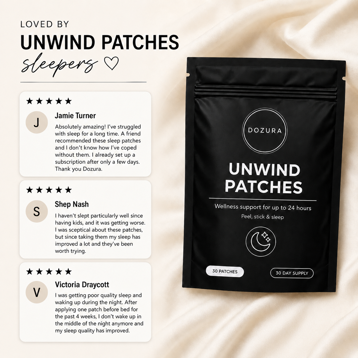 Dozura sleep patches for better sleep vs other brands relax better