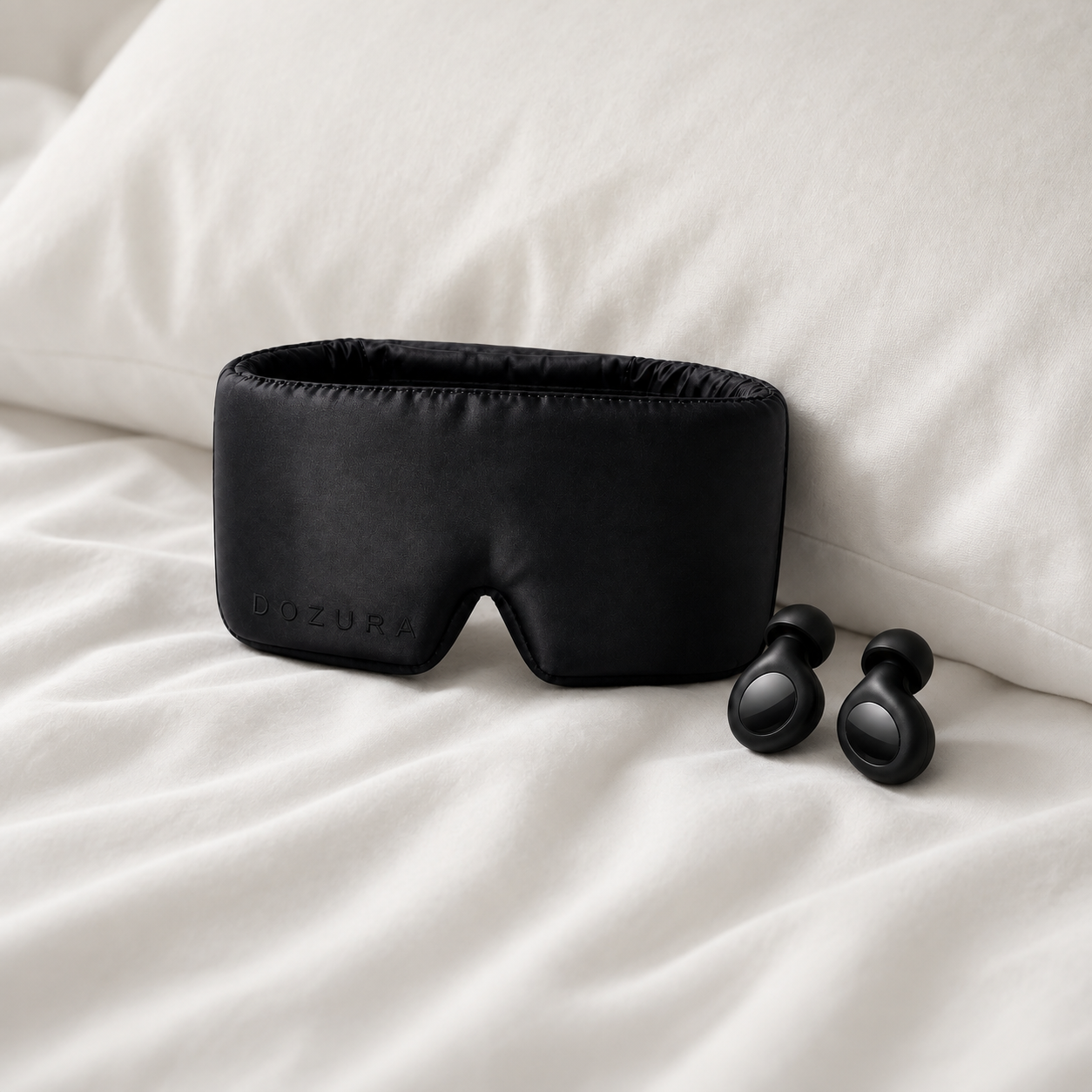 Premium sleep bundle for light sleepers, deep sleep and better mental health, sleep mask and loop earplugs Dozura