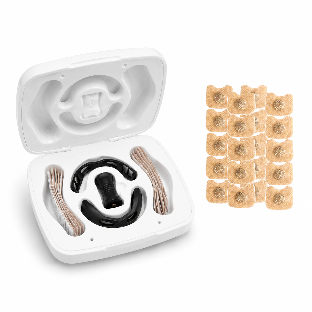 White magnetic nasal breathing kit to help breathe better with magnetic strips