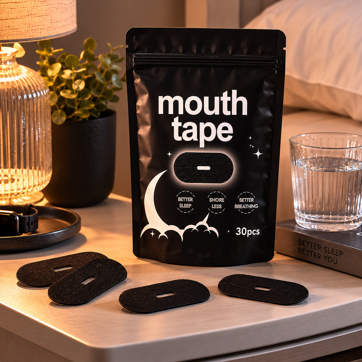 Black premium mouth tape for sleeping and better breathing