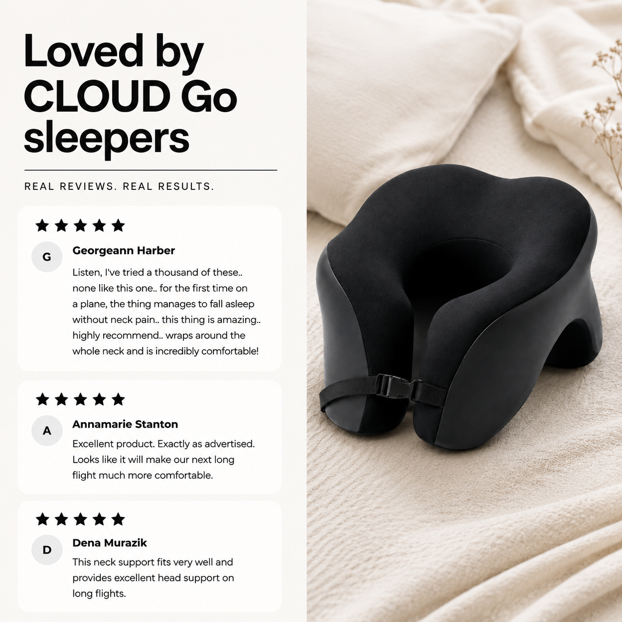 Cloud go memory foam luxury travel pillow for long flights and comfortable travel