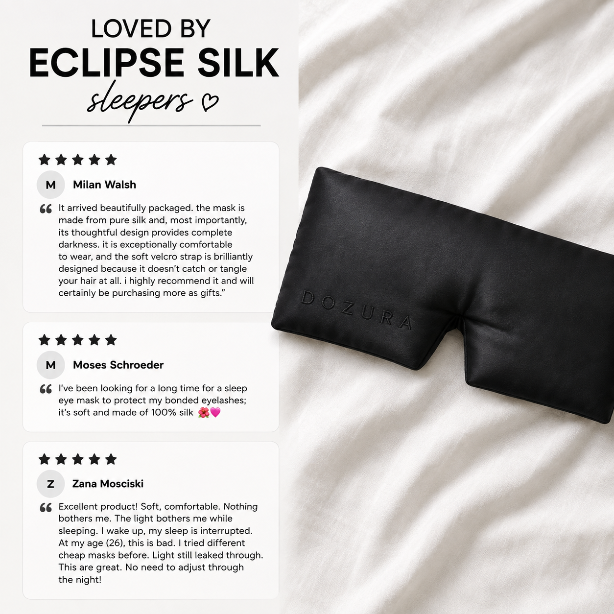 Dozura eclipse silk sleep mask vs dore and rose and drowsy masks