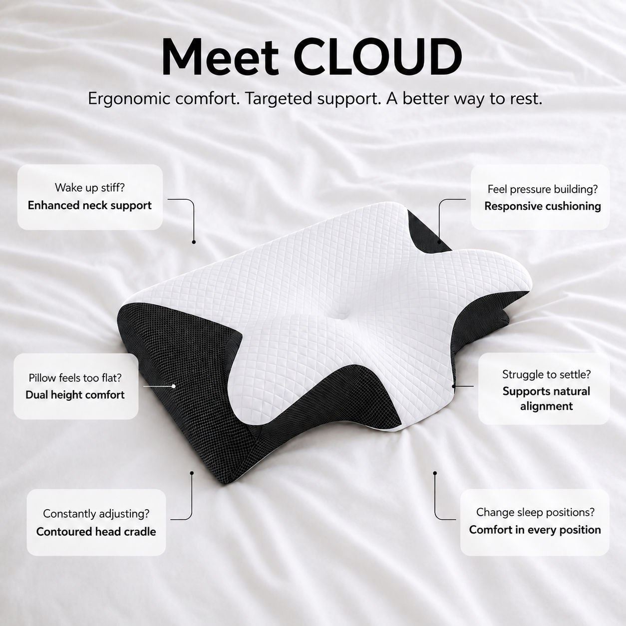 Dozura ergonomic luxury memory foam pillow