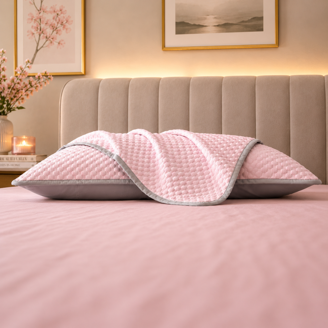 Pink cooling pillow cases for better sleep
