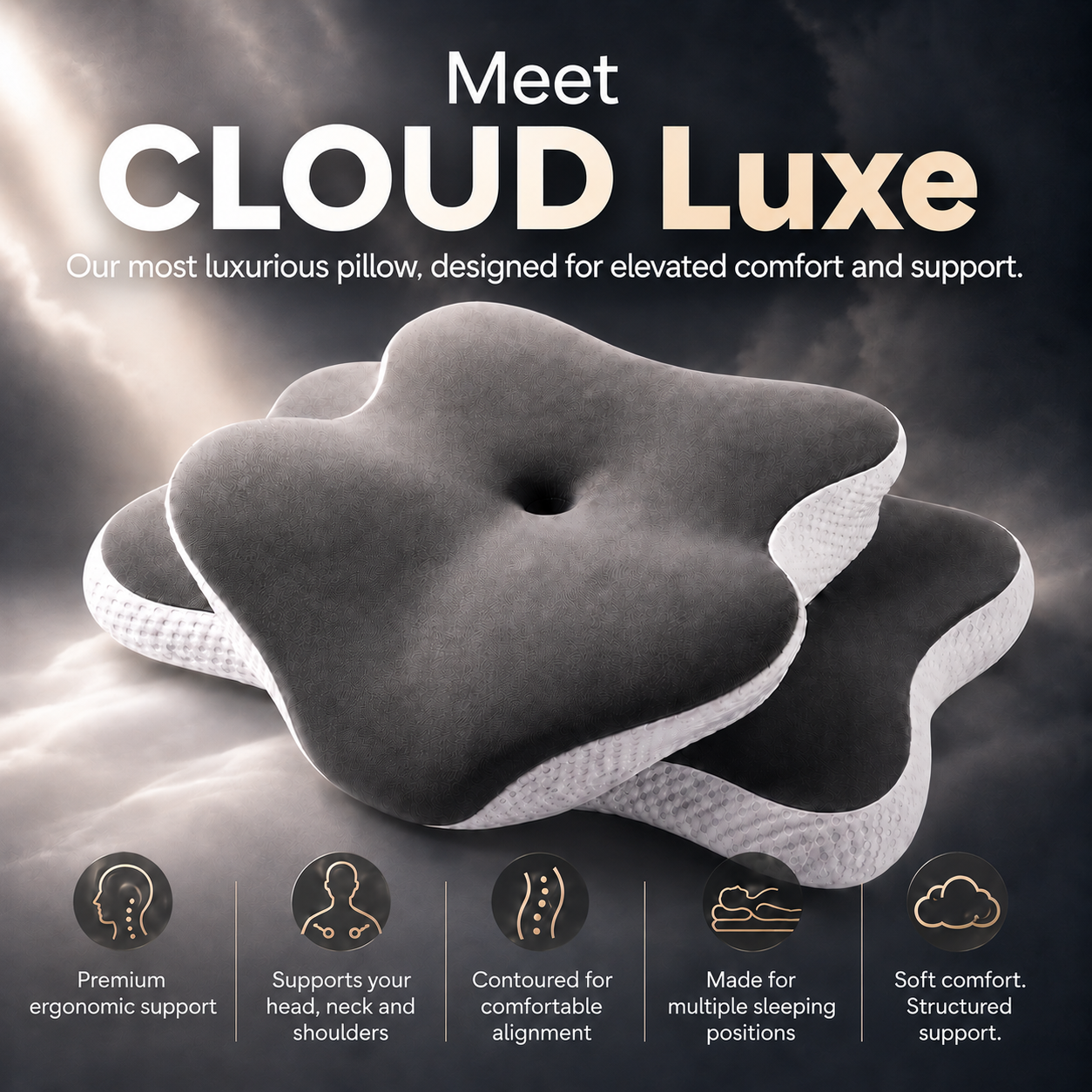 dozura cloud luxe luxury ergonomic pillow