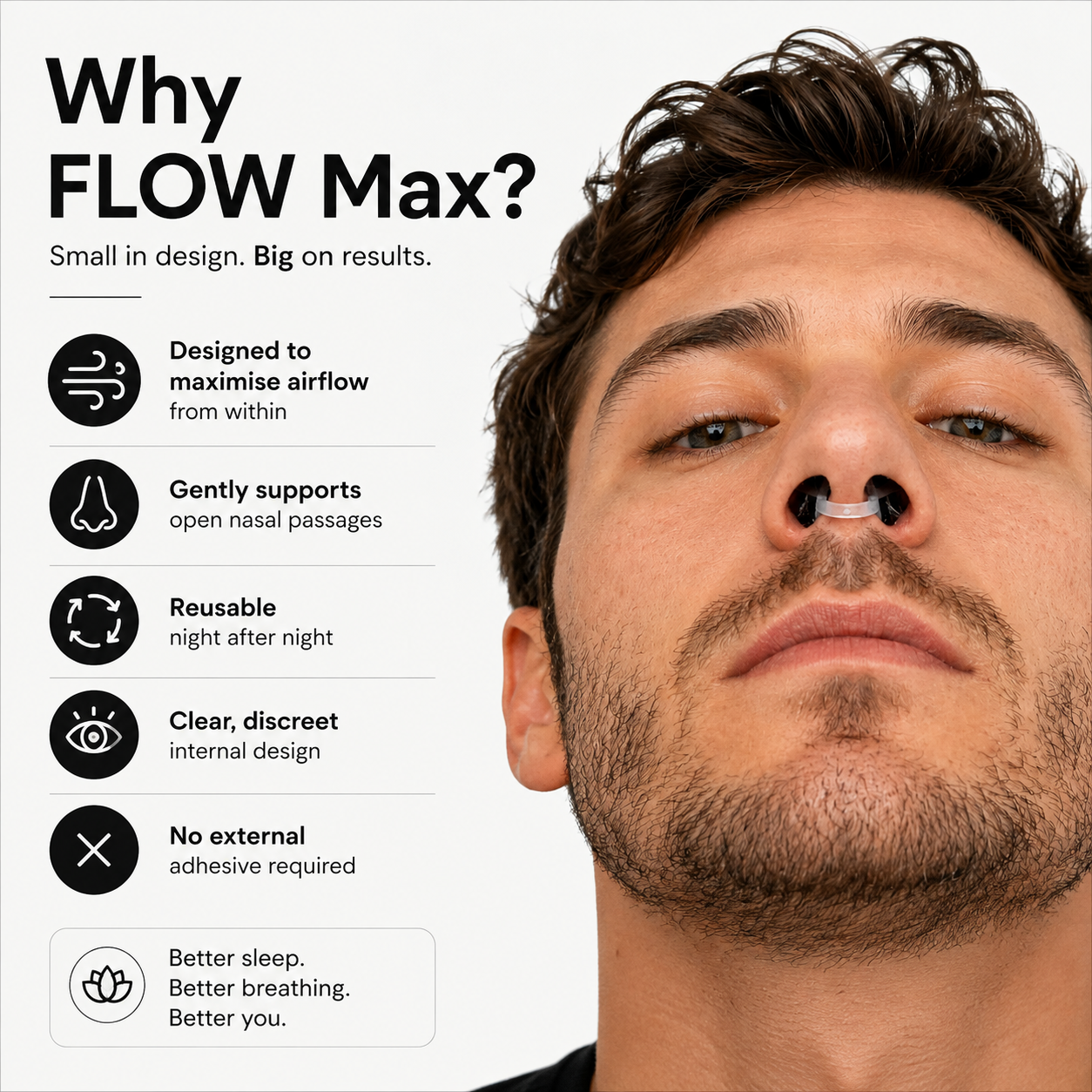 dozura flow max internal nasal dilator for better breathing and maximum airflow