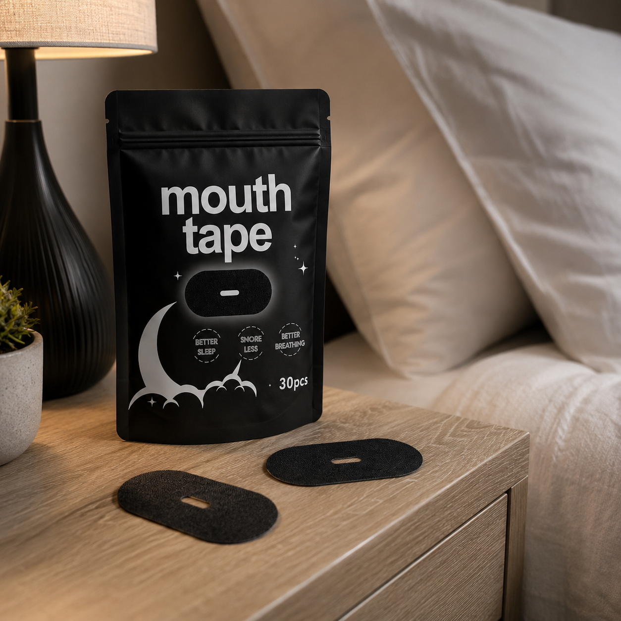 Black premium mouth tape for sleeping and better breathing
